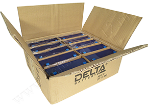 Открытая коробка с аккумуляторами Delta HR 6-12